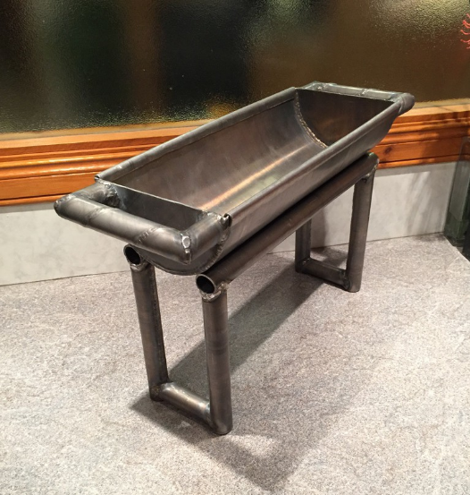 angled view of bbq lead planter