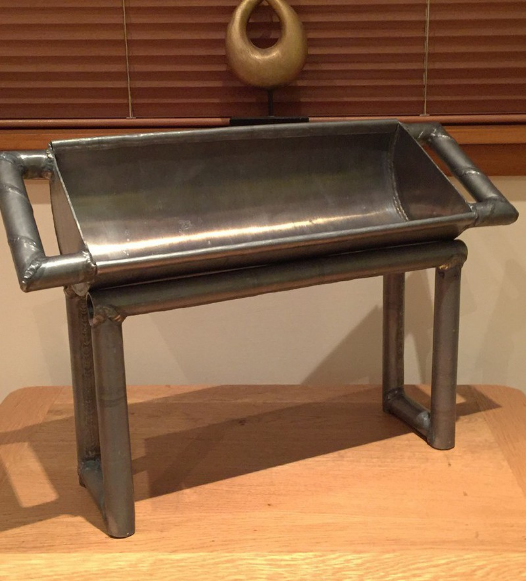 lead bbq planter angled over for display